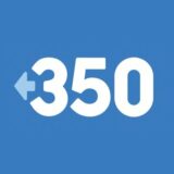 350 (left-pointing arrow to the left of numbers 350, white on a blue background)
