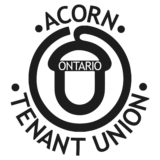 ACORN Tenant Union Ontario (BW line drawing of an acorn in a circle, surrounded by text