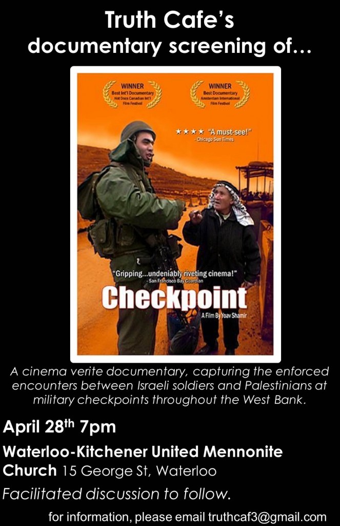 Truth Cafe's documentary screening of Checkpoint poster