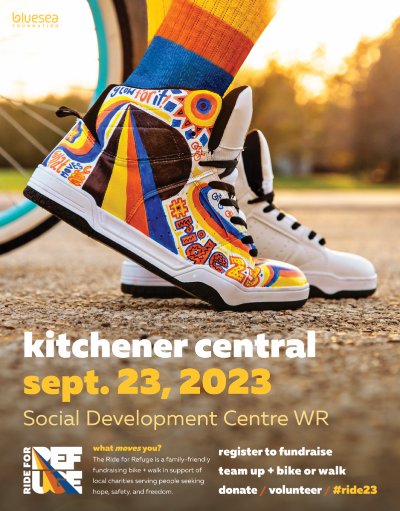 kitchener central | sept. 23, 2023 | Social Development Centre WR | Ride for Refuge | what moves you? The Ride for Refuge is a family-friendly fundraising bike + walk in support of local charities serving people seeking hope, safety, and freedom. | register to fundraise | team up + bike or walk | donate / volunteer / #ride23