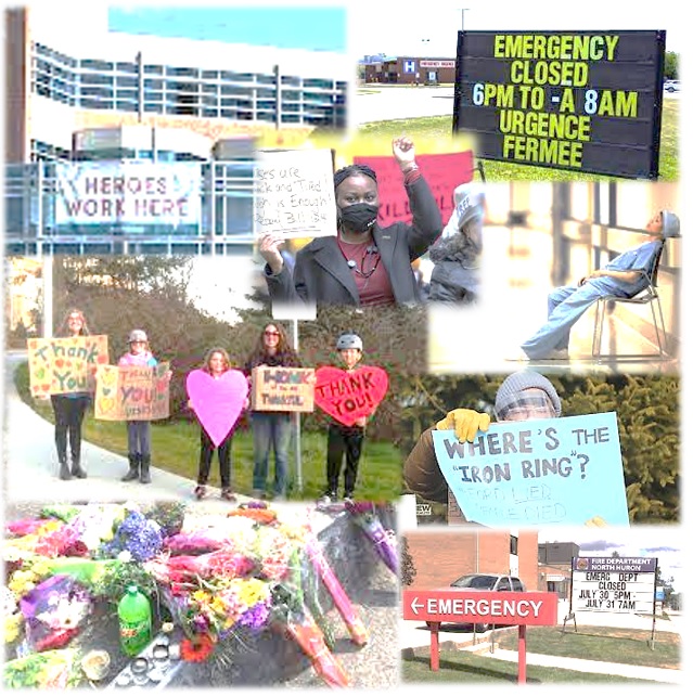 Collage of people holding placards and protest signs